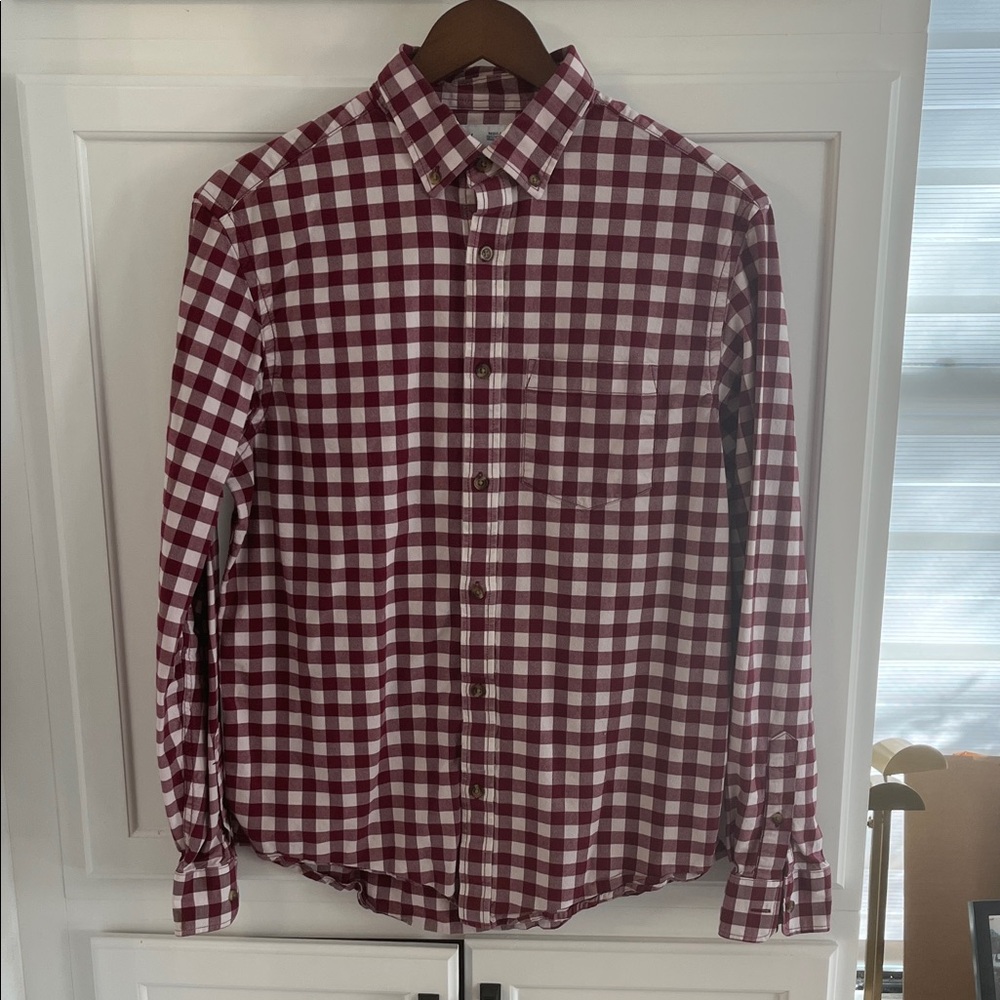 Old Navy Red and White Gingham Button-Down Shirt